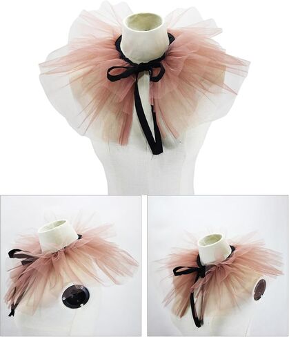 Clown Tulle Ruffled Collar Vintage Neck Ruff Mesh Collar Halloween Cosplay Costume Clown Choker Mesh Neck Ruff Co in Saudi Arabia