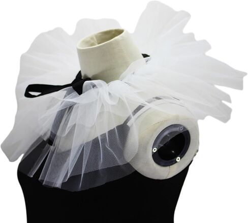 Clown Tulle Ruffled Collar Vintage Neck Ruff Mesh Collar Halloween Cosplay Costume Clown Choker Mesh Neck Ruff Co in Saudi Arabia