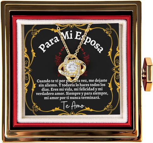 Collar Para Mi Esposa o Novia, El Amor De Mi Vida, Joyería Con Tarjeta y Rosa De Mensaje En Español, Regalo Romántico Para Novia, Esposa, Pareja, Mujer Especial in Saudi Arabia
