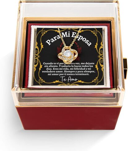 Collar Para Mi Esposa o Novia, El Amor De Mi Vida, Joyería Con Tarjeta y Rosa De Mensaje En Español, Regalo Romántico Para Novia, Esposa, Pareja, Mujer Especial in Saudi Arabia