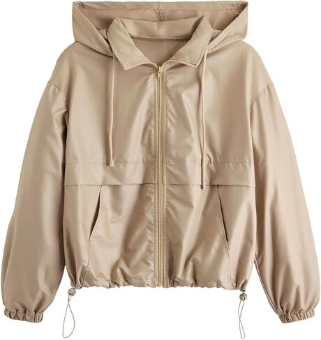 Verdusa Women's Zip Up Lightweight Windbreaker Jacket Sport Casual Hoodie Outerwear with Pockets in Saudi Arabia