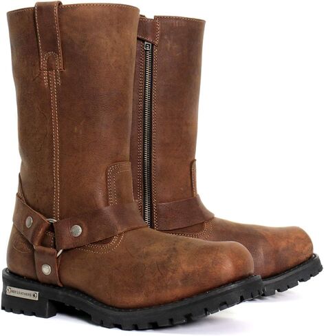 Hot Leathers BTM1001 Men's Rust Brown 11-inch Harness Motorcycle Leather Boots - 13 in Saudi Arabia