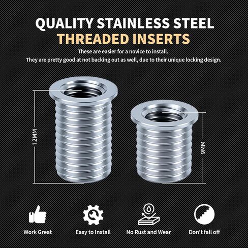 M6X1.0 Metric Thread Repair Kit with Insert HSS Drill, Tap, Installation Driver, Counterbore, Two Sizes Stainless Steel Insert 5PCS 9.4MM and 5PCS 12MM in Saudi Arabia