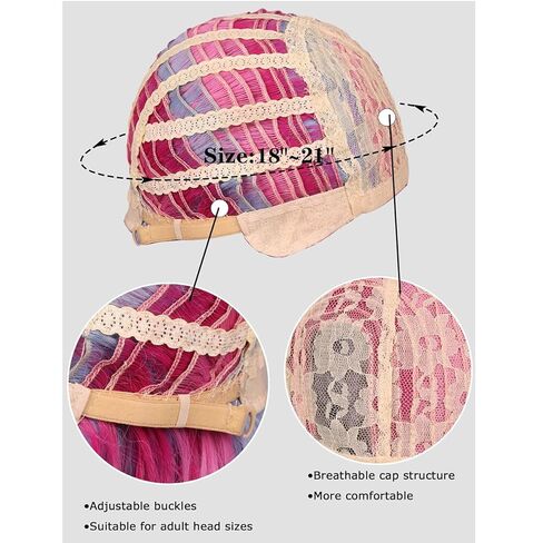 ColorGround Long Wavy Pink and Light Blue Mixed Cosplay Wig with Crown (Small Size) in Saudi Arabia