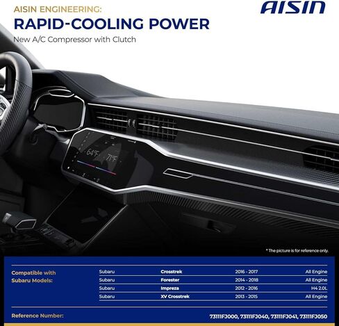 AISIN ACCF-00844 Air Conditioner AC Compressor - Compatible with Subaru Forester 2014-2018, Crosstrek 2016-2017, XV Crosstrek 2013-2015, Impreza 2012-2016 - with 6-Pulley Groove, with Clutch in Kuwait