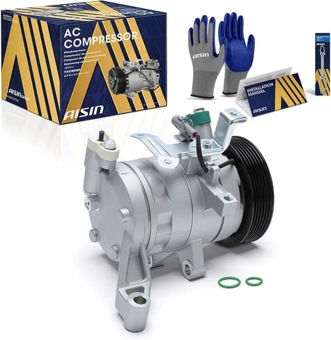 AISIN ACCF-00844 Air Conditioner AC Compressor - Compatible with Subaru Forester 2014-2018, Crosstrek 2016-2017, XV Crosstrek 2013-2015, Impreza 2012-2016 - with 6-Pulley Groove, with Clutch in Kuwait