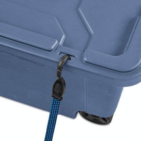 Industrial Storage Tote with Wheels, Blue, Heavy-Duty Plastic, 40 Gallon, Latching Lid, Stackable, 36.75x21.38x18 Inch, 2 Pack in Saudi Arabia