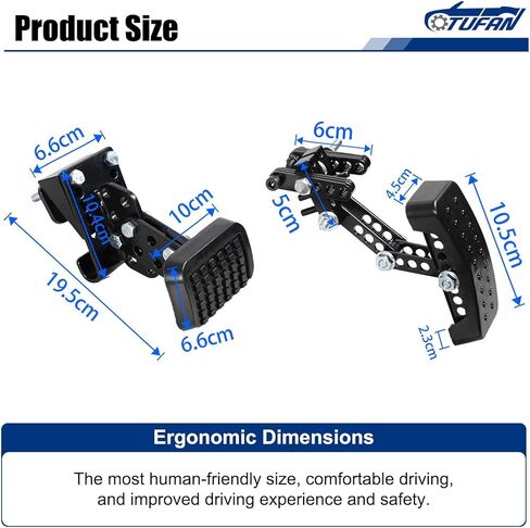 موسع دواسة الغاز، موسعات دواسة الفرامل للأشخاص القصيرين، طول قابل للتعديل (2"-6") وزاوية (15°-45°) مع مطاط مضاد للانزلاق لسيارات Go-Kart وUTV والشاحنات وسيارات الدفع الرباعي وجميع السيارات in Kuwait