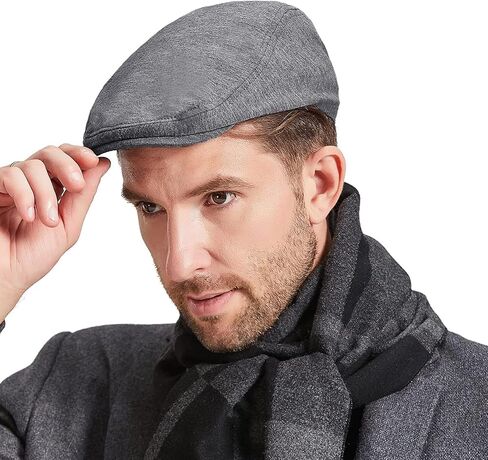 Century Star Classic Wool Blend Newsboy Cap, Black Flat Ivy Style, Winter Gatsby Cabbie Scally Hat for Men, Daily Wear in Saudi Arabia