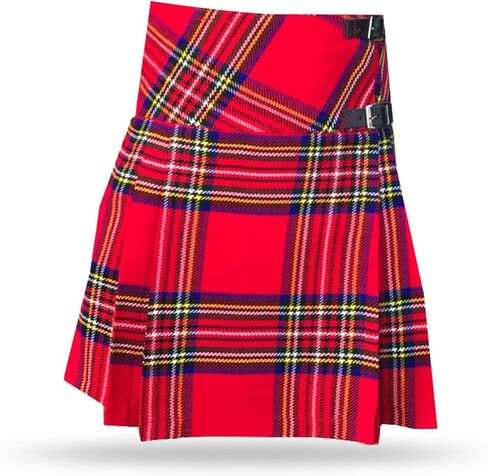 Women’s Mini Scottish Traditional Tartan Kilts Ladies Adjustable Leather Buckle High Rise Skirt in Kuwait