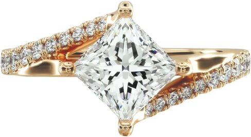 1-5 Carat Princess Cut Bypass Pavé Kite-Set Engagement Ring D color VVS1 purity 10K 14K 18K Solid Gold & 925 Sterling Silver Engagement Rings for Women Wife Wedding Rings Gifts in Saudi Arabia