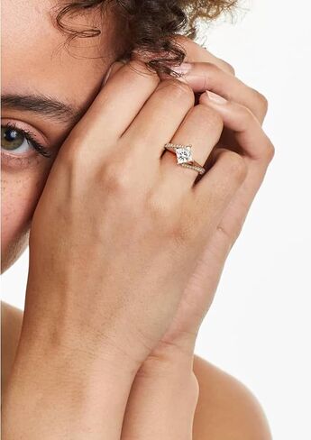 1-5 Carat Princess Cut Bypass Pavé Kite-Set Engagement Ring D color VVS1 purity 10K 14K 18K Solid Gold & 925 Sterling Silver Engagement Rings for Women Wife Wedding Rings Gifts in Saudi Arabia