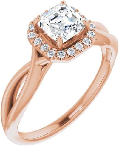 1CT Moissanite Engagement Ring Cathedral-Halo with Twisting Split Band Wedding/Bridal Ring 925 Sterling Silver 10K 14K 18K Gold Promise Ring Valentine Gift for Her in Saudi Arabia