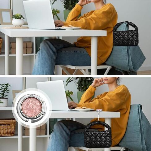 Foldable Purse Hook with Rhinestone Decoration, Portable Handbag Hanger for Tables and Desks in Saudi Arabia