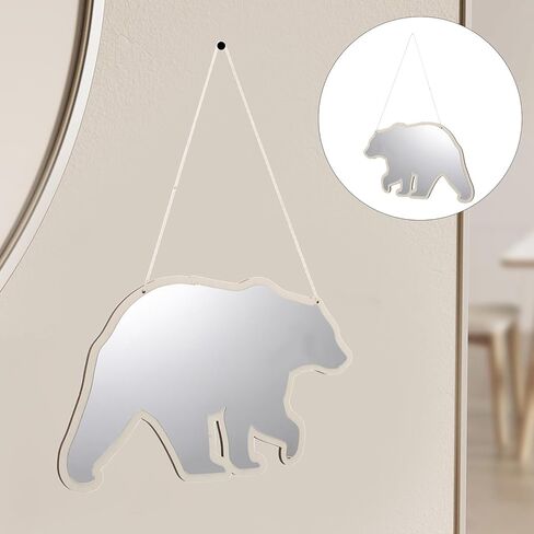 Alipis Cute Bear Shape Acrylic Vanity Mirror for Portable Handheld Makeup Mirror Wall Hanging for Bedroom Nursery Decor in Saudi Arabia