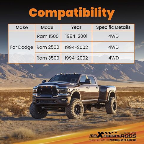 شريط مسار رفع 0-4 بوصة قابل للتعديل من maxpeedingrods لسيارة دودج رام 1500 2500 3500 1994-2002 4x4، قضيب بانهارد أمامي مع دعامة نقل in Kuwait