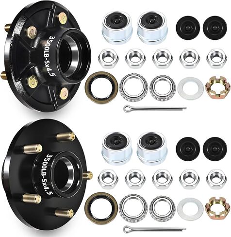 محاور مقطورة 3500 رطل 5 عروة، مجموعتان من مجموعة محور المقطورة شديدة التحمل مع 5 على 4.5 بوصة، تناسب 1-1/16 بوصة إلى 1-3/8 بوصة #84 محور دوران محور المقطورة، مجموعة محور مقطورة القارب الممتازة in Kuwait