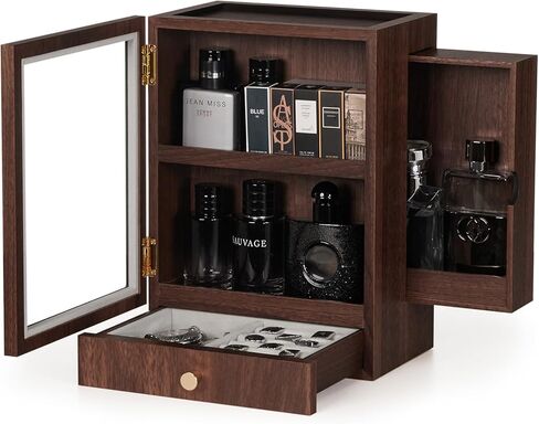 Homde Cologne Storage Organizer with Drawer - Men's Cologne Holder - Stylish Display Box for Home Bathroom in Saudi Arabia