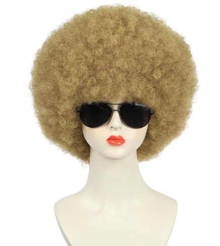 yuehong Adult Short Black Curly 70s80s Afro Wig Fluffy Disco Costume Soft Breathable Heat Resistant Synthetic Fibers Daily Party Wig for Unisex in Saudi Arabia