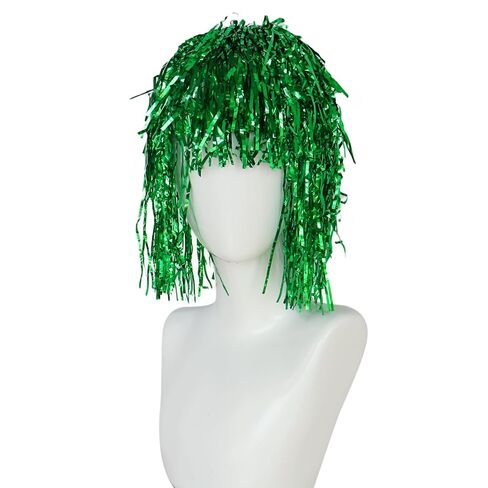 Hair Cap+ Green Tinsel Wig Funny Wigs for Women Green Sparkly Tinsel Wig Disco Ball Costume Wigs Photo Booth Props for St Patrick Day 80s Themed Party Christmas Halloween Cosplay Party in Saudi Arabia