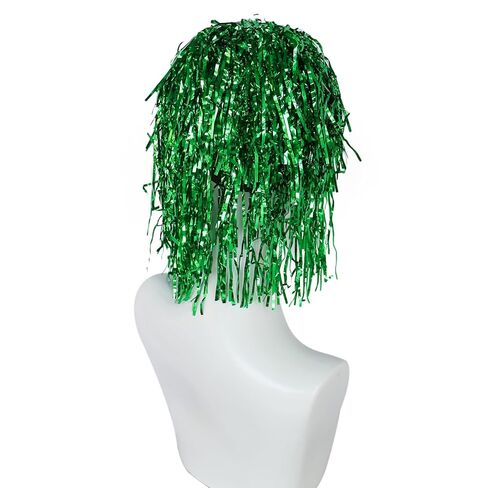 Hair Cap+ Green Tinsel Wig Funny Wigs for Women Green Sparkly Tinsel Wig Disco Ball Costume Wigs Photo Booth Props for St Patrick Day 80s Themed Party Christmas Halloween Cosplay Party in Saudi Arabia