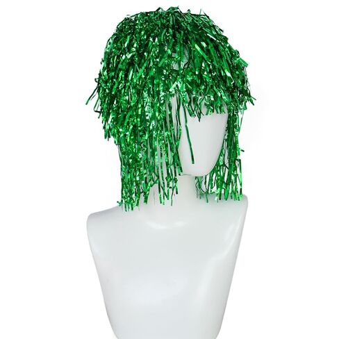 Hair Cap+ Green Tinsel Wig Funny Wigs for Women Green Sparkly Tinsel Wig Disco Ball Costume Wigs Photo Booth Props for St Patrick Day 80s Themed Party Christmas Halloween Cosplay Party in Saudi Arabia