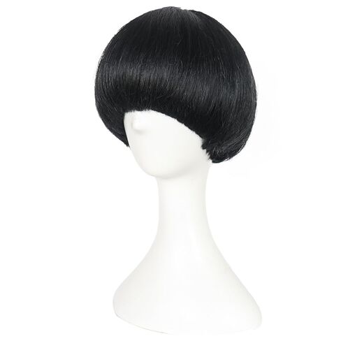 Hair Cap + Bowl Cut Wig Mushroom Wigs for Men Short Black Bob Hair With Bangs Funny Wigs Mens Wig Halloween Cosplay Party in Saudi Arabia