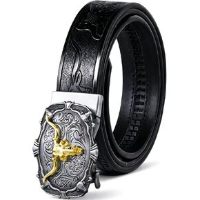 Mens Ratchet Cowboy Belt Leather Western Belts for Men with Automatic Cowboy Buckle in Saudi Arabia