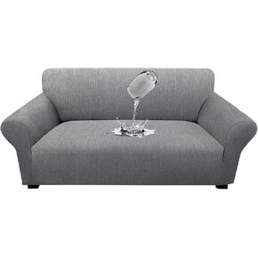 Waterproof Couch Cover, Stretch Non-Slip Sofa Slipcover with Elastic Bottom That Stays in Place - Leakproof Furniture Protector for Kids and Pets - Washable (Sofa, Dark Gray) in Saudi Arabia