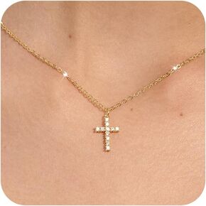 Tewiky Cross Necklace for Women-Dainty Simple 14k Gold Plated/sterling silver Plated Cross Pendant Cute Necklaces Jewelry for Women in Kuwait