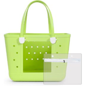 حقائب الشاطئ للنساء، حقيبة الشاطئ مقاومة للماء والرمل مع فتحات ونافذة، حقيبة حمل مطاطية مقاس XL مع جيب بسحاب in Kuwait