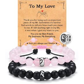 EPIRORA Matching Couple Ring Bracelets 2 PCS - Natural Stone Bracelets Couples Gifts for Him and Her, Valentines Day Anniversary Birthday Christmas Wedding Jewelry Gift for Wife Husband BF GF Lover in Saudi Arabia