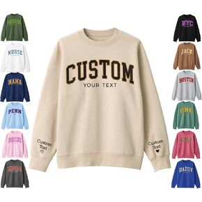 Custom Embroidered Sweatshirts & Hoodies - Design Your Own Text or Name - Personalized Crewneck Pullover for Women, Men - Gifts for Mom, Mother's Day, Father's Day, Birthday & Christmas in Saudi Arabia