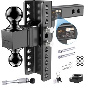 وصلة ربط المقطورة القابلة للتعديل - وصلة قطرة (تناسب جهاز الاستقبال 2.5 بوصة) - وصلة قطر شديدة التحمل مع ارتفاع/ارتفاع 8 بوصة، وصلة ربط كروية 2 بوصة و2-5/16 بوصة للشاحنة (25000 رطل GTW) - مع دبابيس قفل مضادة للسرقة in Kuwait