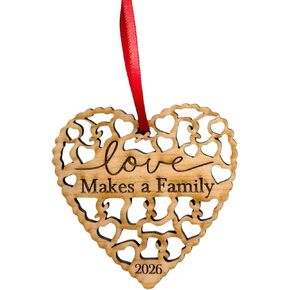 Adoption Gifts, Gotcha Day Gifts, Love Makes A Family Adoption Ornament in Laser Cut Wood 2024, Great Adoption Gifts for Family Or Our Blended Idea, Comes in a Gift Box in Kuwait