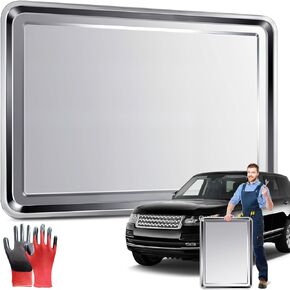 وعاء تنقيط الزيت - كبير 31.5 × 19.7 × 1 بوصة وعاء من الفولاذ المقاوم للصدأ مع قفازات - وعاء تنقيط زيت 410 عالي التحمل للحفاظ على نظافة الأرضيات للاستخدام أسفل السيارة والمرآب in Kuwait