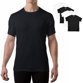 قميص داخلي مقاوم للعرق للرجال | رقبة دائرية من القطن | صالح الأصلي | مع وسادات العرق | أبيض، أسود | حزمة 4 قطع | كبير جدًا in Kuwait