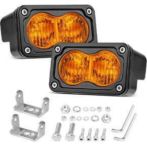 Amber LED Pod Lights, 2Pcs 3 Inch 40W Amber Fog Lights Motorcycle Driving Light Yellow Flood Off Road LED Chase Light Ditch Pods Work Cubes for Trucks UTV ATV SUV Boat in Kuwait