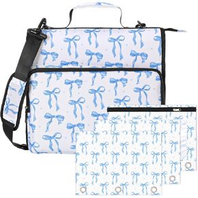 4 قطع من غلاف القوس الوردي بسحاب مع مجموعة حقيبة مقاس 1.5 بوصة 3 حلقات توسيع المجلدات مع أشرطة الكتف ومقبض حافظة بسحاب بألوان مائية للمكتب in Kuwait