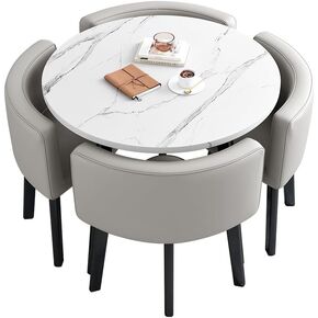 Office Reception Room Club Table and Chair Set, Reception Table and Chair Combination, Negotiation Table Sales Office Shops Meetings Small Round Tables (Gray,Polyurethane) in Saudi Arabia