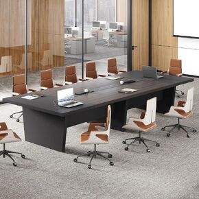 طاولة مؤتمرات مستطيلة مقاس 118 بوصة، طاولة اجتماعات بطول 10 أقدام تتسع لـ 10-12 عامًا، منافذ طاقة مدمجة ومنافذ شحن USB، حلقات كبل مزدوجة، سطح سميك 2 بوصة، قاعدة شديدة التحمل، بلوط/رمادي in Kuwait