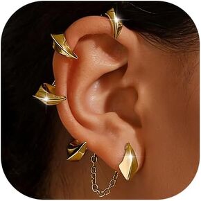 SPORCLO القوطية الأذن الأصفاد الحلزون الغضروف كليب على القوطي الأذن الكفة الفولاذ المقاوم للصدأ أقراط مضادة للحساسية للنساء الرجال غير ثقب الذهب والفضة القرط وهمية خفيفة الوزن مجوهرات الشرير هدية in Kuwait