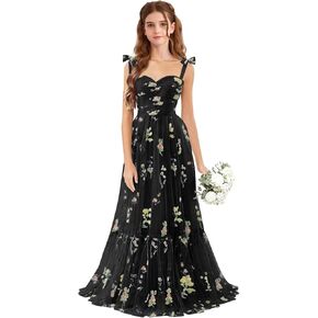UZN Junior Bridesmaid Dresses Flower Embroidery Tulle Long Girls Prom Dresses A Line Formal Wedding Guest Gown in Kuwait