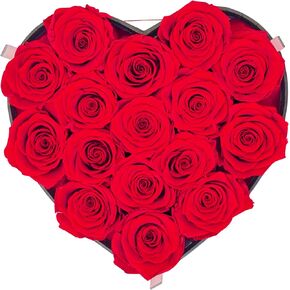 Confetti Sky 16 Flowers Preserved Roses in Luxury Heart Box - Real Flowers That Last 3 to 5 Years - Eternal Roses for Anniversary, Birthday, Valentine’s Day Gifts for Her, Mom, Wife in Saudi Arabia