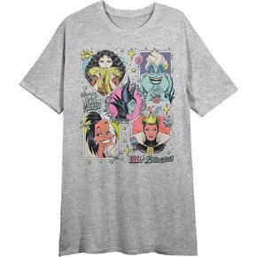 Disney Villains Character Collage Women’s Gray Heather Crew Neck Short Sleeve Night Shirt in Kuwait