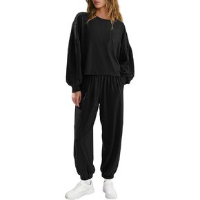 LAMISSCHE Womens Lounge Sets 2 Piece Outfits Matching Sets Long Sleeve Top Jogger Set Airport Travel Outfit Tracksuit in Kuwait