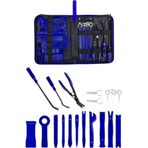 مجموعة أدوات إزالة الحواف، مشابك تثبيت اللوحة، 19 قطعة | مجموعة إزالة تلقائية لأداة سحب راديو لوحة القيادة للسيارة | كماشة/أداة تثبيت مع حقيبة تخزين | أداة إزالة التثبيت بالسيارة (أزرق) in Kuwait