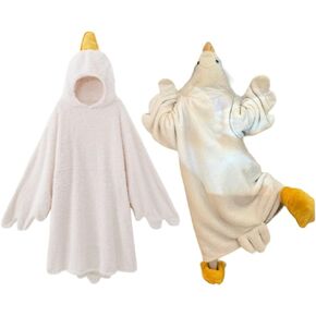 بيجامة نيسيي بغطاء للرأس للبالغين من cacacece - رداء نوم كرتوني من القطيفة المضحكة، ملابس نوم دافئة، ملابس نوم تنكرية لطيفة (أبيض، مقاس XX-Large) in Kuwait
