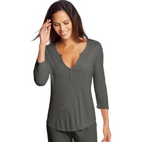 قميص نوم من Maidenform Prima Ballerina Lounge Henley بأكمام 3/4 in Kuwait