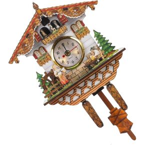 Cabilock Traditional Cuckoo Clock Wall Decor Construction Clear Display Silent Chiming Birdhouse Design for Living Office Bedroom for Home in Saudi Arabia